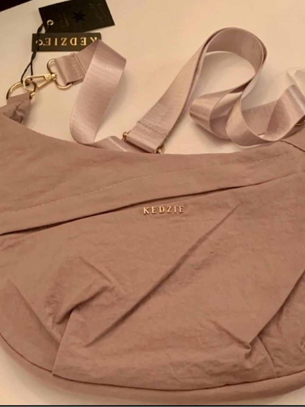 Kedzie Mauve atlas crossbody bag